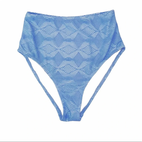 ASOS Swim Baby Blue Crochet High Waist Cheeky Bikini Bottoms 2 Women’s - Picture 9 of 9